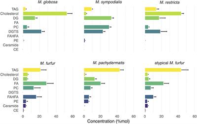 Analysis of Malassezia Lipidome Disclosed Differences Among the Species and Reveals Presence of Unusual Yeast Lipids